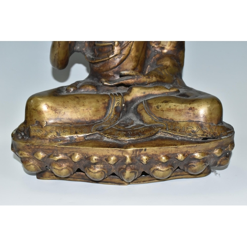 347 - A LARGE HEAVY BRONZED METAL 20TH CENTURY FIGURE OF A SEATED BUDDHA, height 51cm (1) (Condition Repor... 