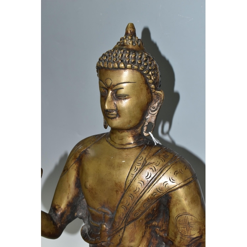 347 - A LARGE HEAVY BRONZED METAL 20TH CENTURY FIGURE OF A SEATED BUDDHA, height 51cm (1) (Condition Repor... 