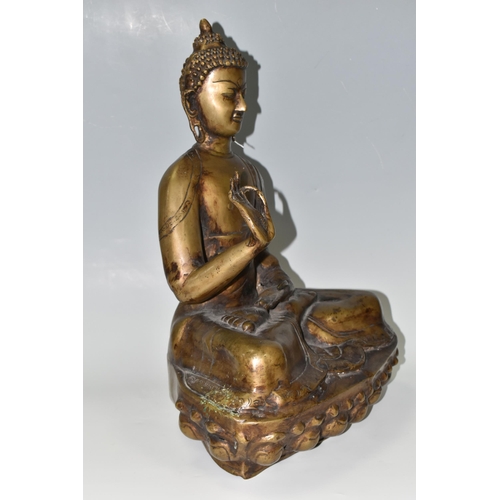 347 - A LARGE HEAVY BRONZED METAL 20TH CENTURY FIGURE OF A SEATED BUDDHA, height 51cm (1) (Condition Repor... 