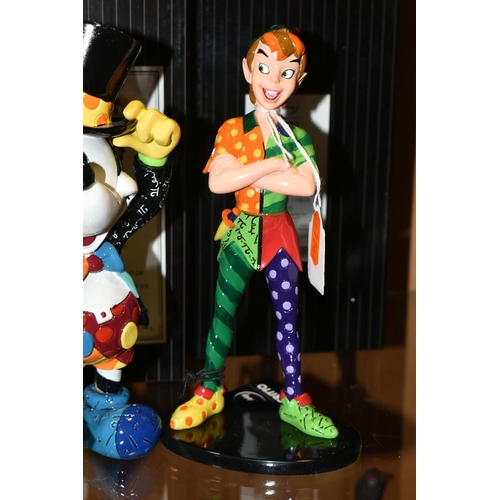 356 - FOUR BOXED DISNEY BRITTO FIGURES, comprising Peter Pan 4056846, Top Hat Mickey 6006083, Donald Duck ... 