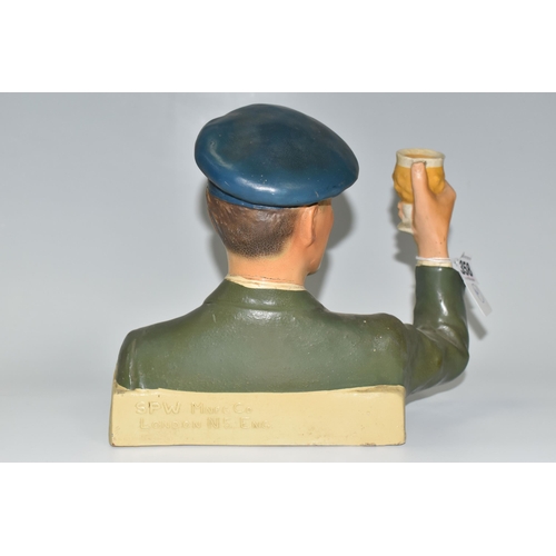 358 - BREWERIANA: A LONG JOHN WHISKY ADVERTISING DISPLAY FIGURE, a rubberoid bust of a Scottish gentleman ... 