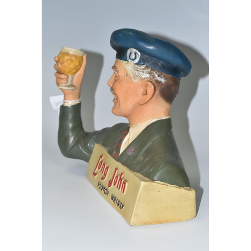 358 - BREWERIANA: A LONG JOHN WHISKY ADVERTISING DISPLAY FIGURE, a rubberoid bust of a Scottish gentleman ... 