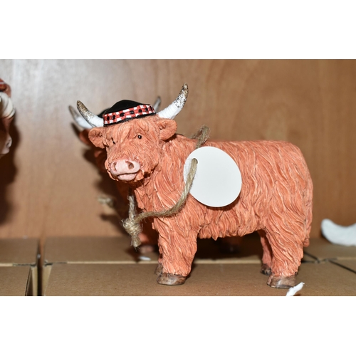 377 - TWELVE BOXED ENESCO 'COUNTRYSIDE COUTURE' FIGURES, comprising two each of Douglas the Highland cow n... 