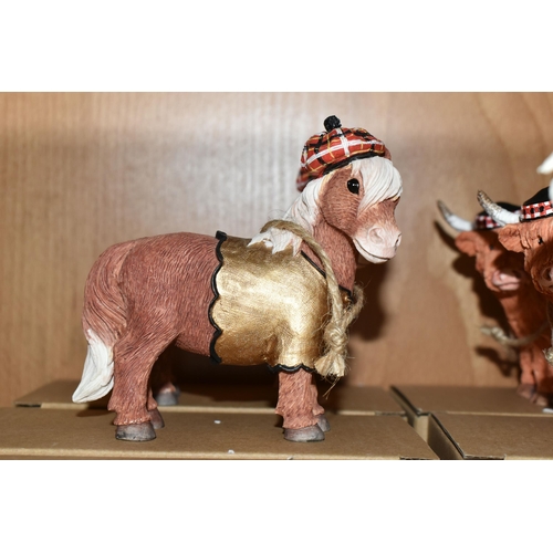 377 - TWELVE BOXED ENESCO 'COUNTRYSIDE COUTURE' FIGURES, comprising two each of Douglas the Highland cow n... 