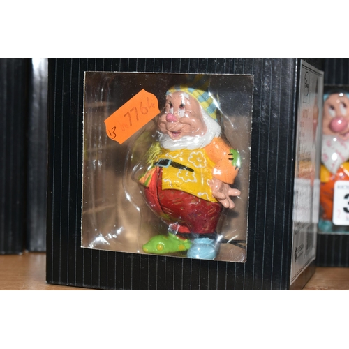 378 - A SET OF BOXED ENESCO DISNEY BRITTO MINI SEVEN DWARFS FIGURES, comprising Mini Doc 6007101, Mini Gru... 