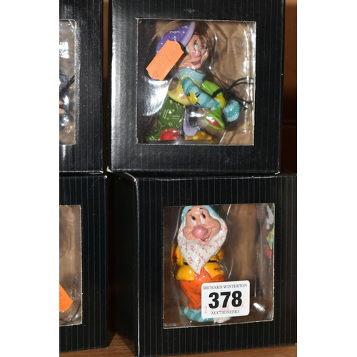 378 - A SET OF BOXED ENESCO DISNEY BRITTO MINI SEVEN DWARFS FIGURES, comprising Mini Doc 6007101, Mini Gru... 