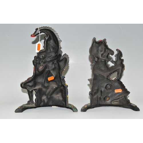 379 - TWO CAST IRON DOORSTOPS, painted in the forms of Mr. Punch and Judy, height of tallest 30cm (2) (Con... 