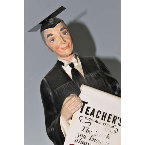 381 - A TEACHER'S SCOTCH WHISKY ADVERTISING FIGURE, the rubberoid figure in the form of a teacher holding ... 