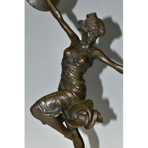 383 - AFTER CLAIRE JEANNE ROBERTE COLINET (1880-1950) A BRONZE FIGURE, titled 'La Danseuse au Disque', dep... 