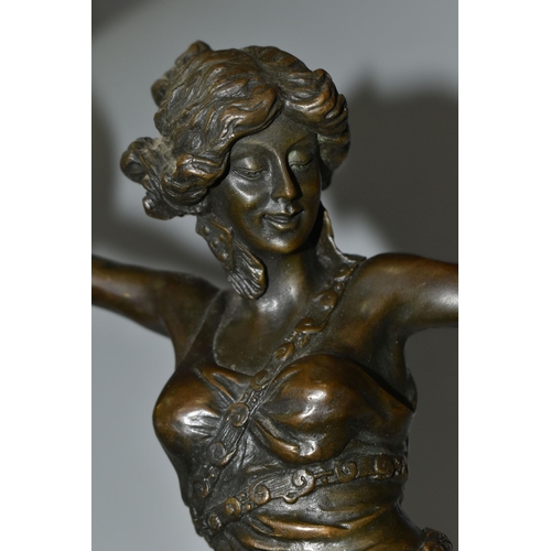 383 - AFTER CLAIRE JEANNE ROBERTE COLINET (1880-1950) A BRONZE FIGURE, titled 'La Danseuse au Disque', dep... 