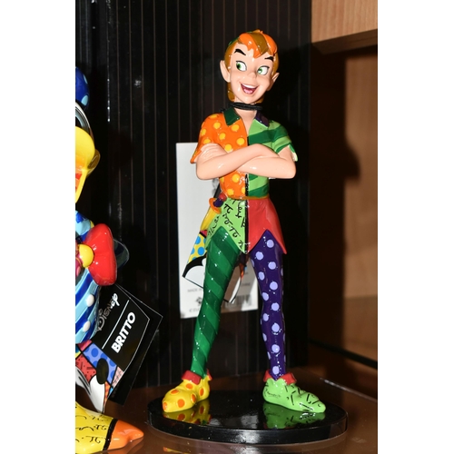 386 - FIVE BOXED ENESCO DISNEY BRITTO FIGURES, comprising Peter Pan no 4056846, two x Donald Duck no 40238... 