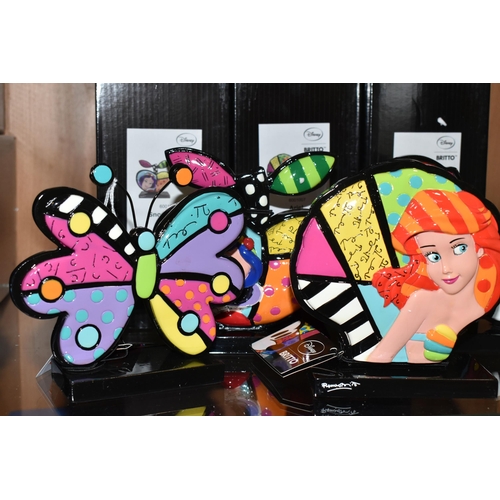 391 - FOUR BOXED ENESCO DISNEY SHOWCASE 'BRITTO' ORNAMENTS, comprising Snow White 6001004, Tinker Bell 600... 