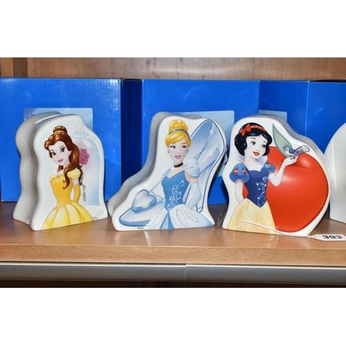 393 - SIX BOXED ENESCO DISNEY MONEY BOXES, comprising The Lost Princess - Rapunzel Money Bank A28759, The ... 