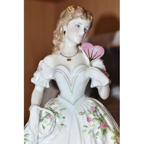 398 - THREE ROYAL WORCESTER LIMITED EDITION FIGURINES, comprising Queen of Hearts no 8785/12500, The Masqu... 