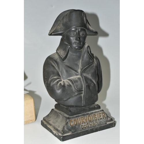 399 - TWO COGNAC ADVERTISING FIGURES, comprising  a rubberoid 'Courvoisier Cognac' advertising bust of Nap... 