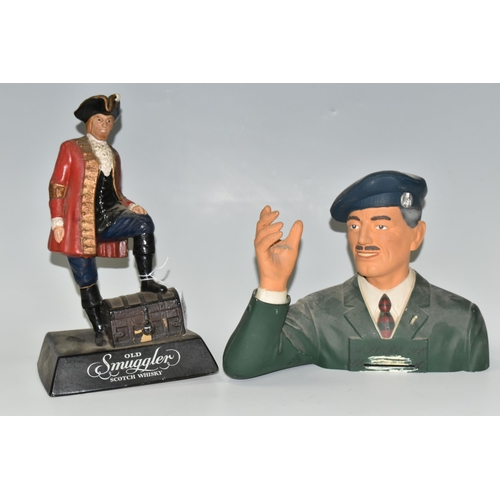 402 - TWO WHISKY ADVERTISING FIGURES, comprising a rubberoid 'Old Smuggler' advertising figure depicting a... 