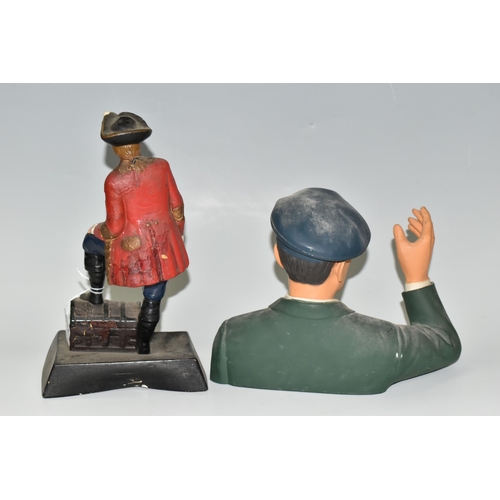 402 - TWO WHISKY ADVERTISING FIGURES, comprising a rubberoid 'Old Smuggler' advertising figure depicting a... 