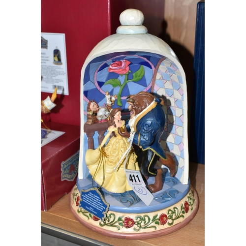 411 - TWO BOXED ENESCO DISNEY SHOWCASE 'BEAUTY AND THE BEAST' FIGURES, Disney Traditions by Jim Shore, com... 