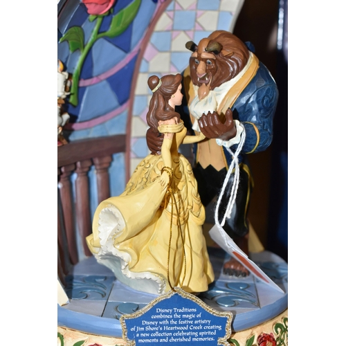 411 - TWO BOXED ENESCO DISNEY SHOWCASE 'BEAUTY AND THE BEAST' FIGURES, Disney Traditions by Jim Shore, com... 