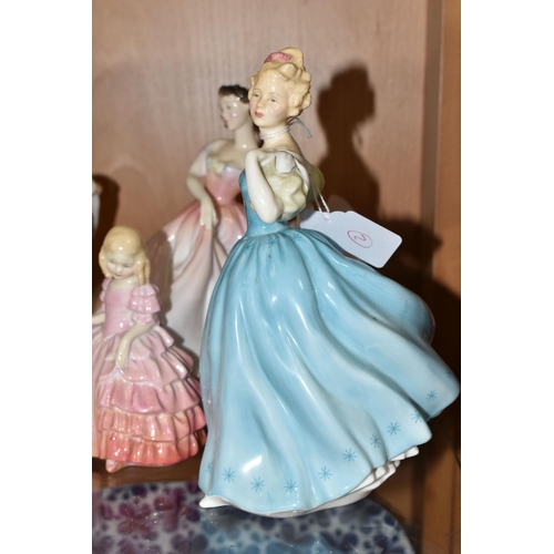 419 - SIX ROYAL DOULTON FIGURINES, comprising Enchantment HN2178, The Polka HN2156, My Teddy HN2177, Rose ... 