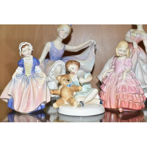 419 - SIX ROYAL DOULTON FIGURINES, comprising Enchantment HN2178, The Polka HN2156, My Teddy HN2177, Rose ... 