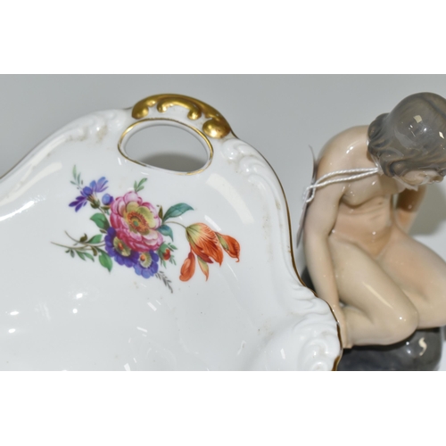 420 - A ROYAL COPENHAGEN FIGURINE AND A ROSENTHAL BOWL, comprising a Royal Copenhagen figure of a girl sea... 