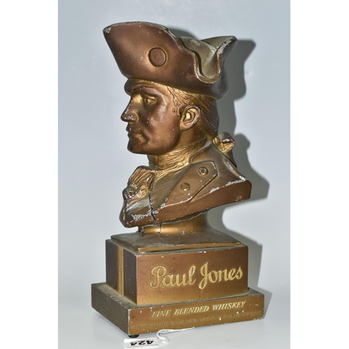 424 - BREWERIANA: A LARGE BRONZED METAL ADVERTISING DISPLAY BUST OF PAUL JONES, the mascot of Paul Jones W... 