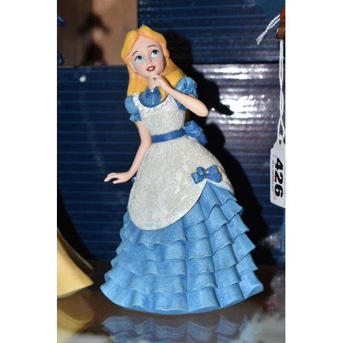 426 - FOUR BOXED DISNEY SHOWCASE COLLECTION FIGURINES, comprising 'Mary Poppins' 6001659, 'Alice' 6001660,... 