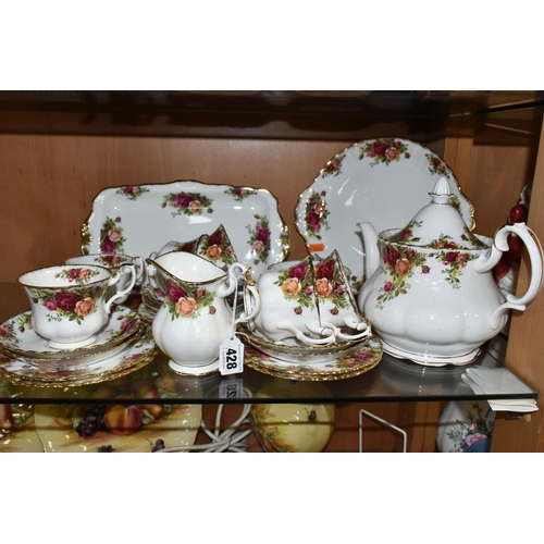 428 - A QUANTITY OF ROYAL ALBERT 'OLD COUNTRY ROSES' PATTERN TEAWARE, comprising a teapot (marked as secon... 