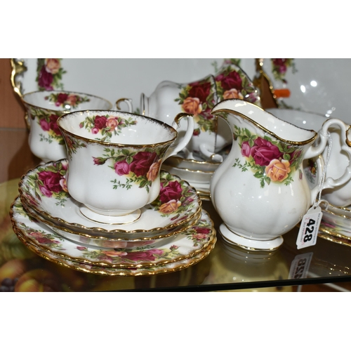 428 - A QUANTITY OF ROYAL ALBERT 'OLD COUNTRY ROSES' PATTERN TEAWARE, comprising a teapot (marked as secon... 