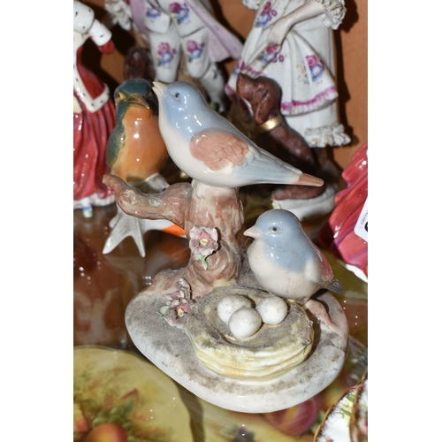 429 - A GROUP OF PORCELAIN FIGURINES, comprising a Karl Ens 'Kingfisher', two Royal Doulton figurines 'Aut... 