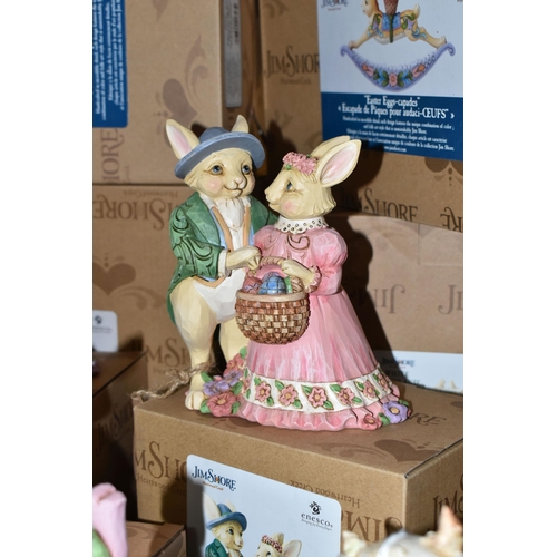 452 - SEVEN BOXED NEW AND UNUSED JIM SHORE 'HEARTWOOD CREEK' EASTER FIGURINES, comprising Easter Bunny Wit... 