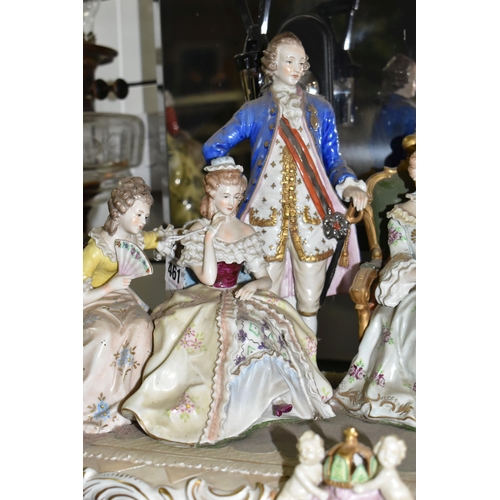 461 - A SITZENDORF PORCELAIN FIGURE GROUP, depicting the six year old Mozart playing piano for a group inc... 