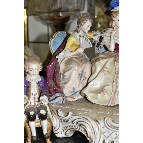 461 - A SITZENDORF PORCELAIN FIGURE GROUP, depicting the six year old Mozart playing piano for a group inc... 