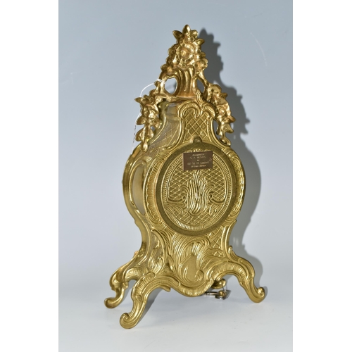 470 - AN ITALIAN GILT METAL MANTEL CLOCK,  Imperial comprising Rococo style legs and detail, height 35cm t... 