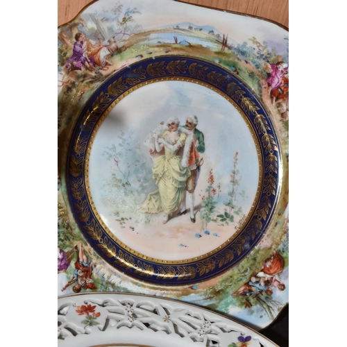 474 - A GROUP OF NAMED CERAMICS, comprising a Royal Worcester dish 'Blind Earl' pattern, a Dresden porcela... 