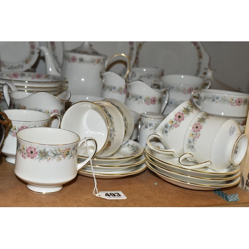 493 - A SEVENTY THREE PIECE ROYAL ALBERT 'BELINDA' DINNER SERVICE, comprising two tureens, a sauceboat and... 