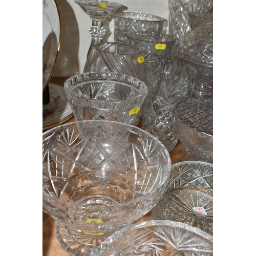 510 - CUT GLASS BOWLS AND VASES ETC, to include fruit bowls, rose bowl, 16cm Bohemia crystal candlestick, ... 