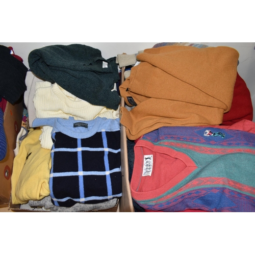 517 - SIX BOXES OF ASSORTED MEN'S JUMPERS, brands include Lyle & Scott, St Michael, No Excess, Gabicci, Gr... 