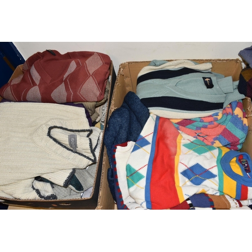 517 - SIX BOXES OF ASSORTED MEN'S JUMPERS, brands include Lyle & Scott, St Michael, No Excess, Gabicci, Gr... 