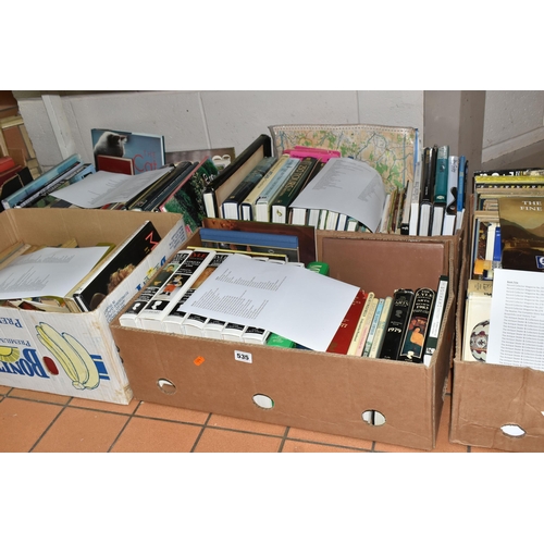 535 - SEVEN BOXES OF BOOKS AND MAGAZINES, over two hundred titles to include antiques, military history, G... 