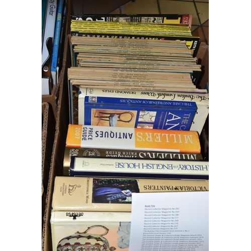 535 - SEVEN BOXES OF BOOKS AND MAGAZINES, over two hundred titles to include antiques, military history, G... 