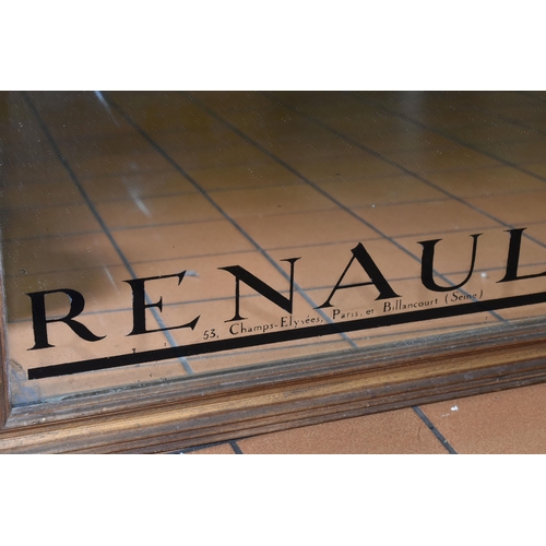 536 - A VINTAGE RENAULT ADVERTISING MIRROR, approximate size 90cm x 65cm including frame, together with an... 