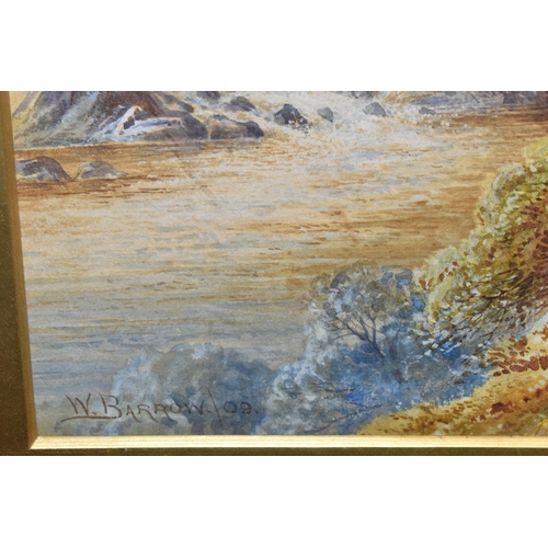 503 - W. BARROW (19TH / 20TH CENTURY) AN EARLY 20TH CENTURY RIVER LANDSCAPE, signed and dated (19)09 botto... 