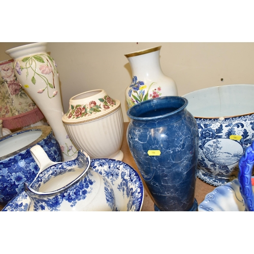 506 - A QUANTITY OF VASES AND JARDINIERES ETC, to include a West German pottery vase, approximate height 4... 