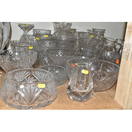 510 - CUT GLASS BOWLS AND VASES ETC, to include fruit bowls, rose bowl, 16cm Bohemia crystal candlestick, ... 