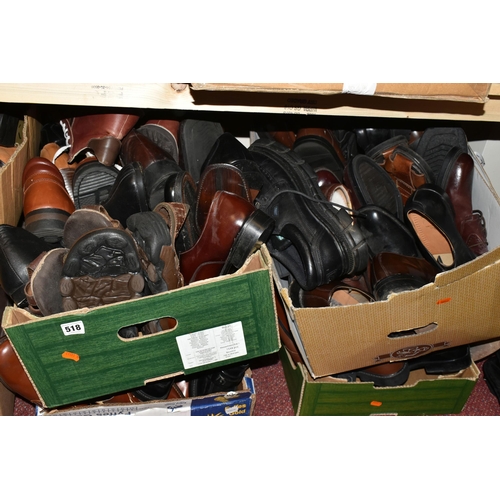 518 - TEN BOXES OF MEN'S SHOES AND BOOTS, sizes include 8, 9 and 10, various styles, brands include Loake,... 