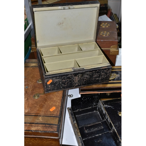 540 - FIVE METAL BOXES, to include a small trunk, height 19.5cm x width 50.5cm x depth 26.5cm, a metal saf... 