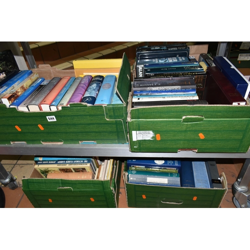 544 - FOUR BOXES OF BOOKS, over ninety titles in hardback and paperback formats, to include history, histo... 