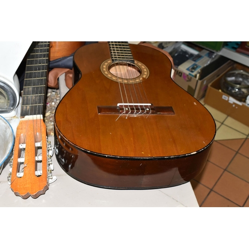 553 - THREE ACOUSTIC GUITARS, comprising a Hokada guitar model 3182 (some chips and knocks to edges, part ... 